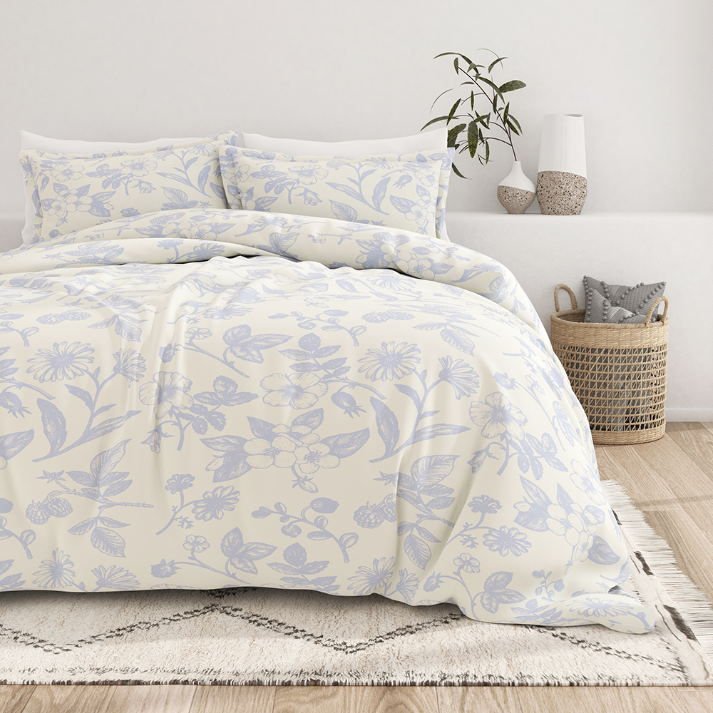 Sold Floral Printed 3 Piece Duvet Cover Set