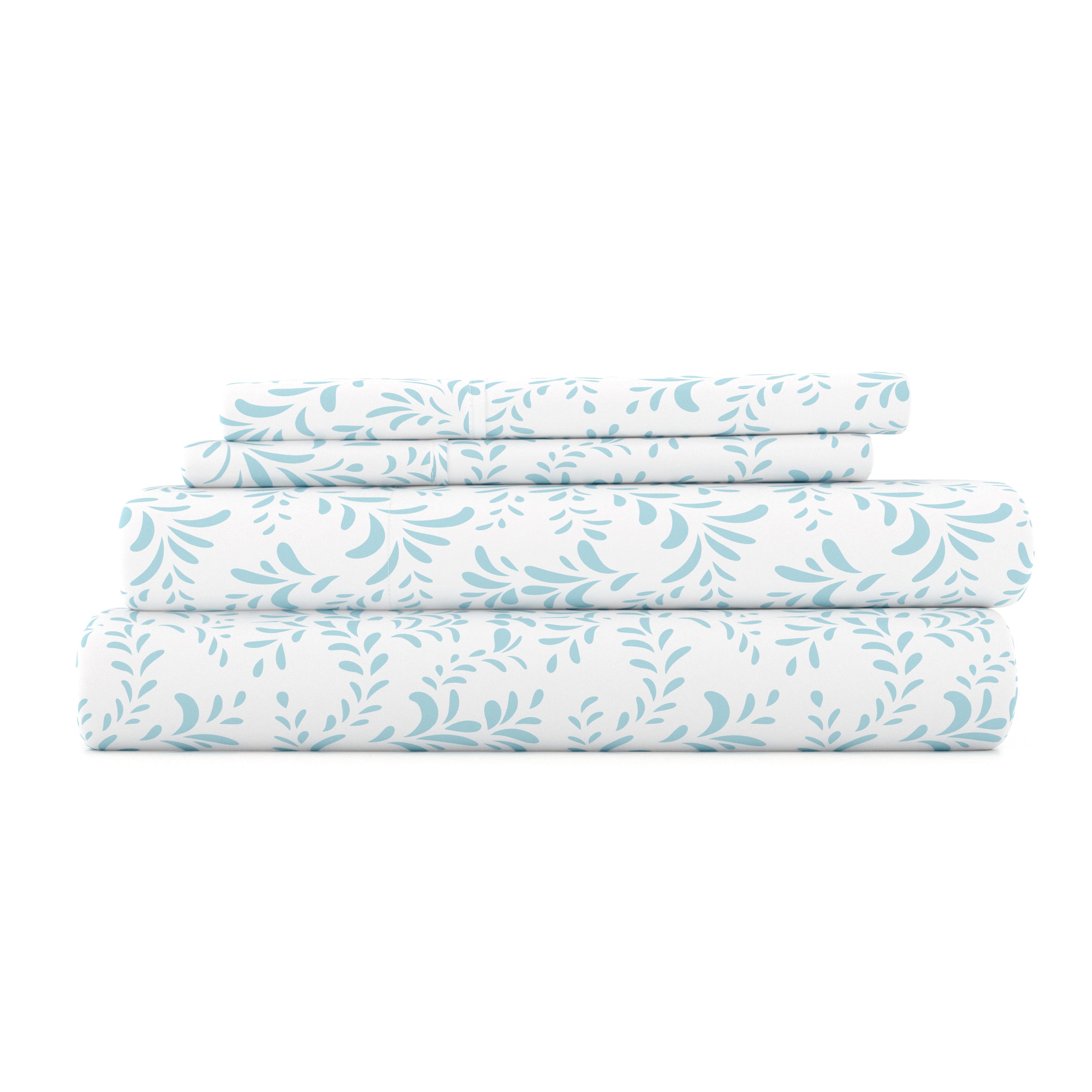 Noble Linens 6 Piece Farmhouse Cotton Bath Towel Set, Light Blue