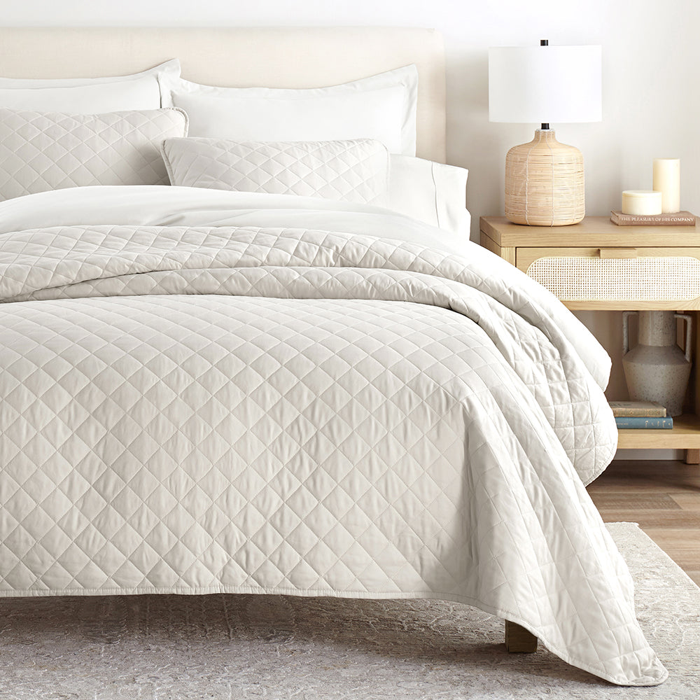 Buy 3-Piece Diamond Stitch Quilted Coverlet Set | LINENS & HUTCH