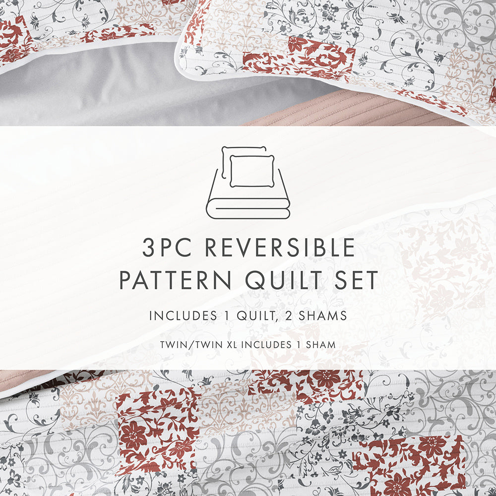 Scrolled Patchwork Reversible - Blush