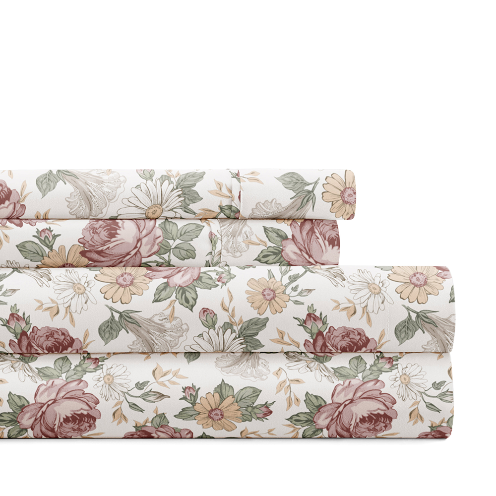 Blooming Floral 4-Piece Pattern Sheet Set