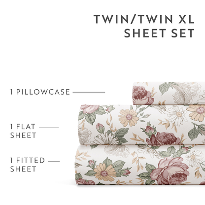 Blooming Floral 4-Piece Pattern Sheet Set