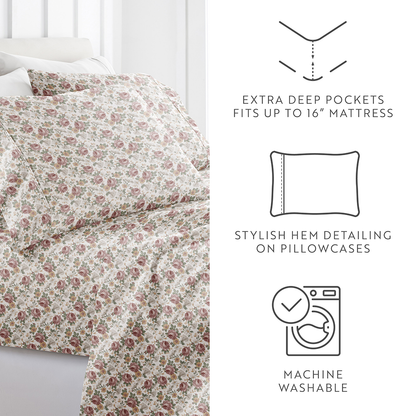 Blooming Floral 4-Piece Pattern Sheet Set