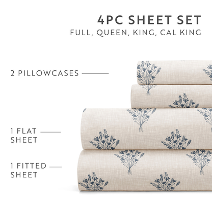 Floral Bouquet 4-Piece Pattern Sheet Set