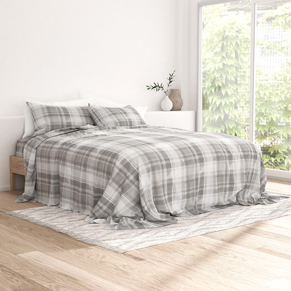 Plaid 4-Piece Flannel Sheet Set