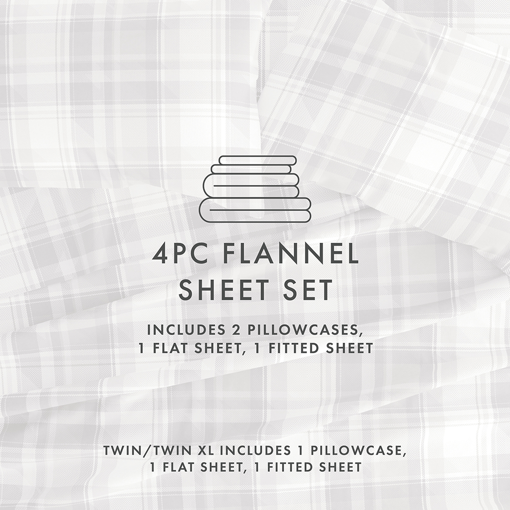 Plaid 4-Piece Flannel Sheet Set