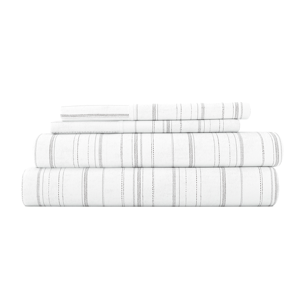 Weathered Stripe 4-Piece Flannel Sheet Set