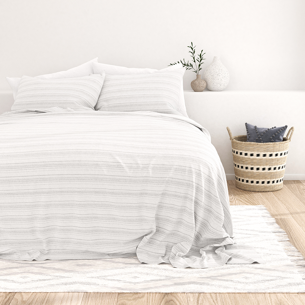 Weathered Stripe 4-Piece Flannel Sheet Set