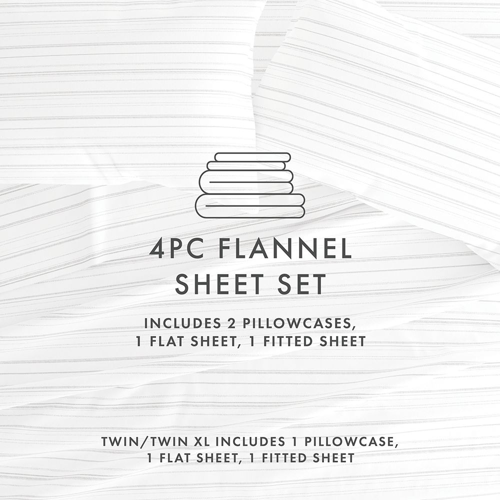 Weathered Stripe 4-Piece Flannel Sheet Set