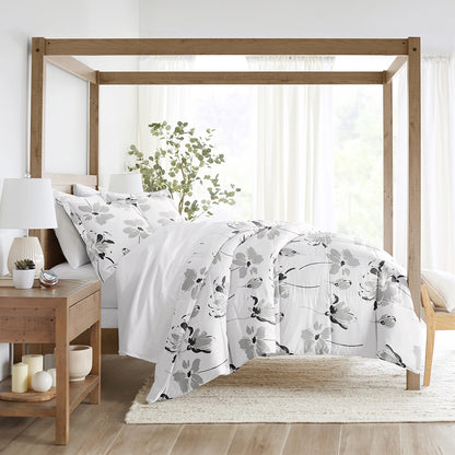 Magnolia Grey Patterned Down-Alternative Comforter Set