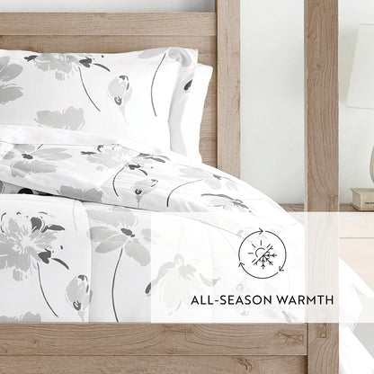 Magnolia Grey Patterned Down-Alternative Comforter Set