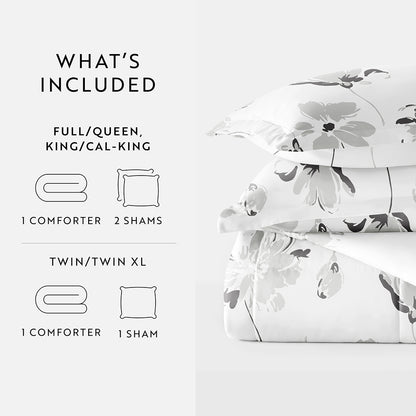 Magnolia Grey Patterned Down-Alternative Comforter Set