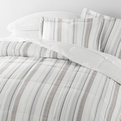 Vertical Stripe Reversible Down-Alternative Comforter Set