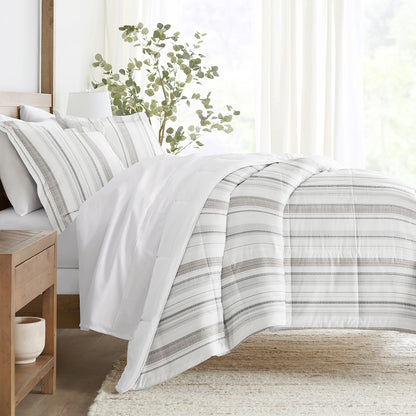 Vertical Stripe Reversible Down-Alternative Comforter Set