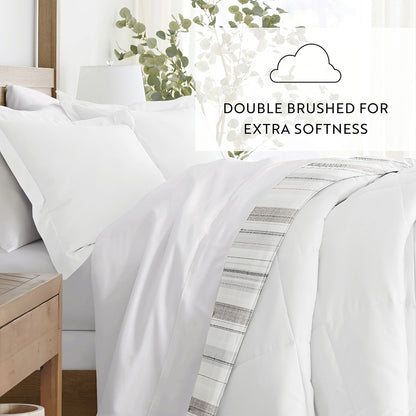 Vertical Stripe Reversible Down-Alternative Comforter Set