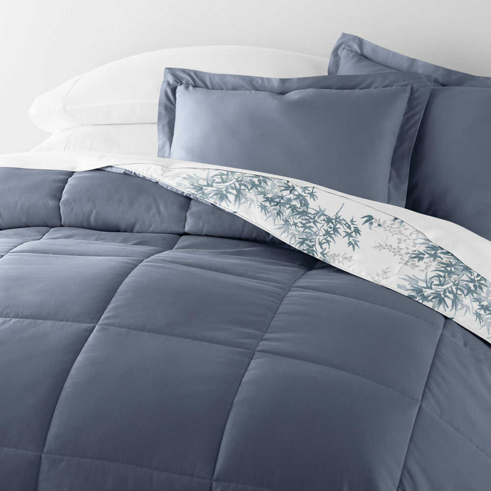 Bamboo Leaves Reversible Down-Alternative Comforter Set