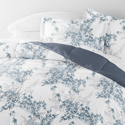 Bamboo Leaves Reversible Down-Alternative Comforter Set