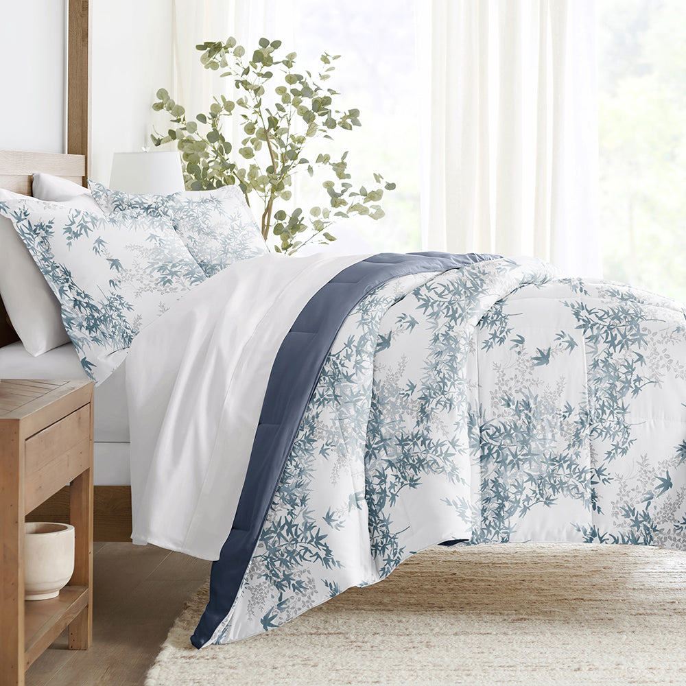 Bamboo Leaves Reversible Down-Alternative Comforter Set