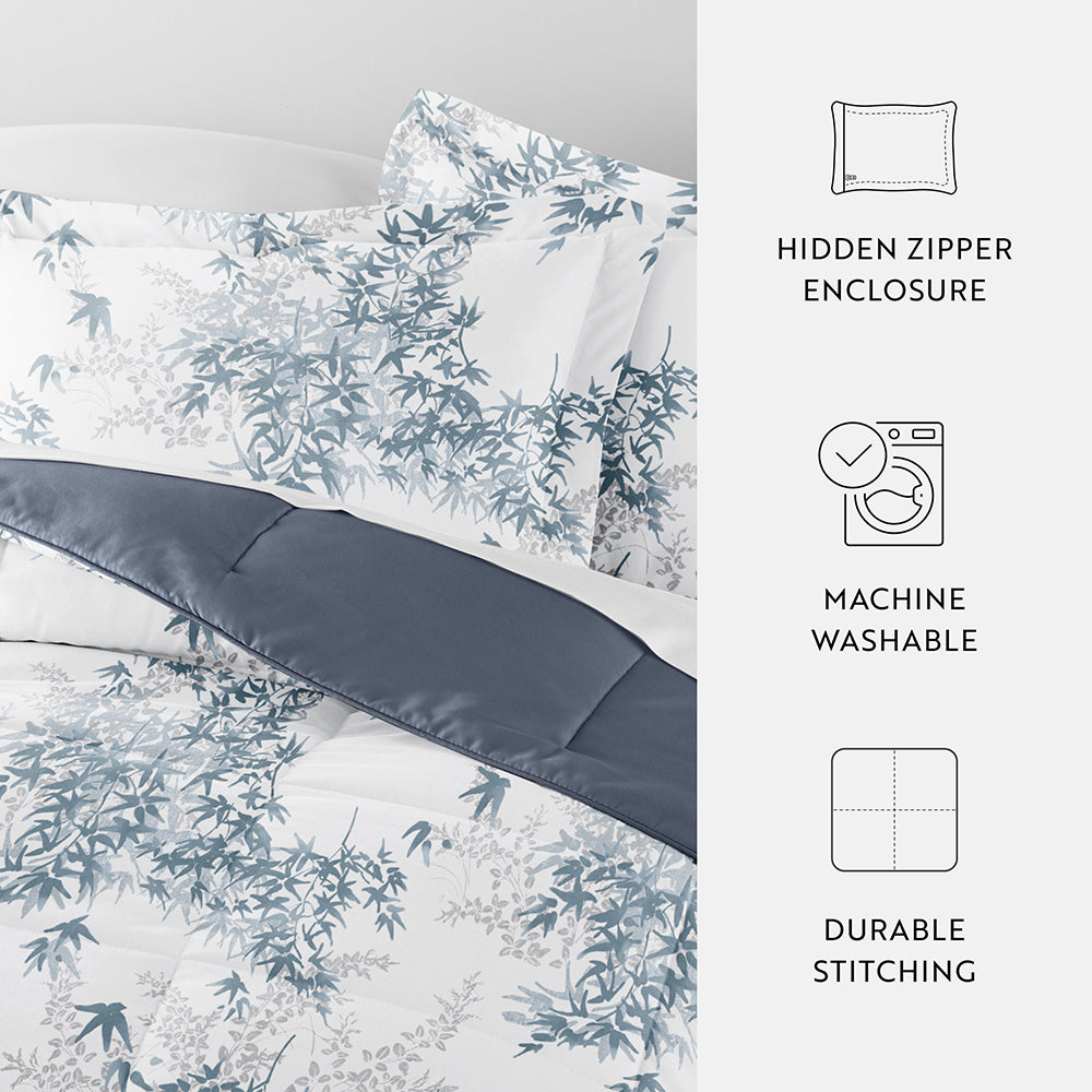 Bamboo Leaves Reversible Down-Alternative Comforter Set