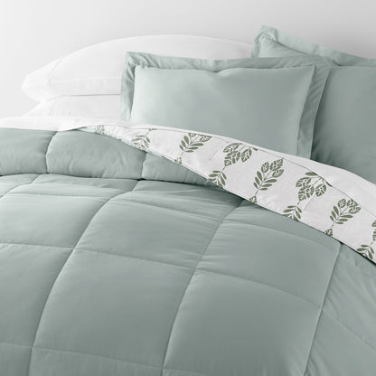 Folk Leaves Reversible Down-Alternative Comforter Set