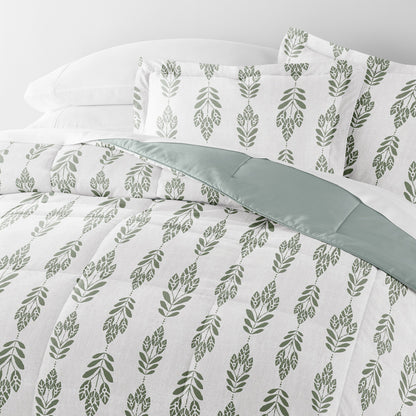 Folk Leaves Reversible Down-Alternative Comforter Set