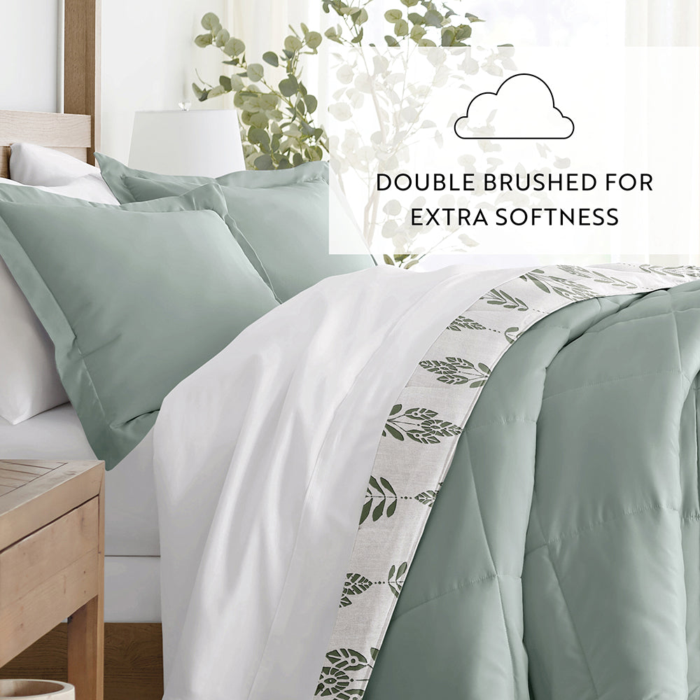 Folk Leaves Reversible Down-Alternative Comforter Set