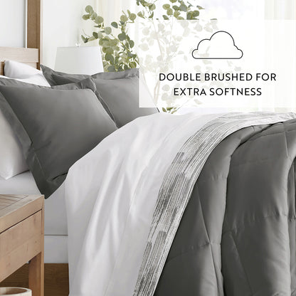 Textured Stripe Reversible Down-Alternative Comforter Set