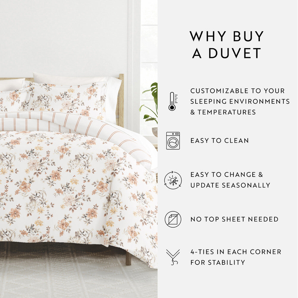 Sunset Garden Pattern 3-Piece Reversible Duvet Cover Set