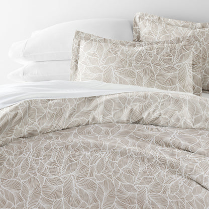 Linear Leaves Pattern 3-Piece Duvet Cover Set