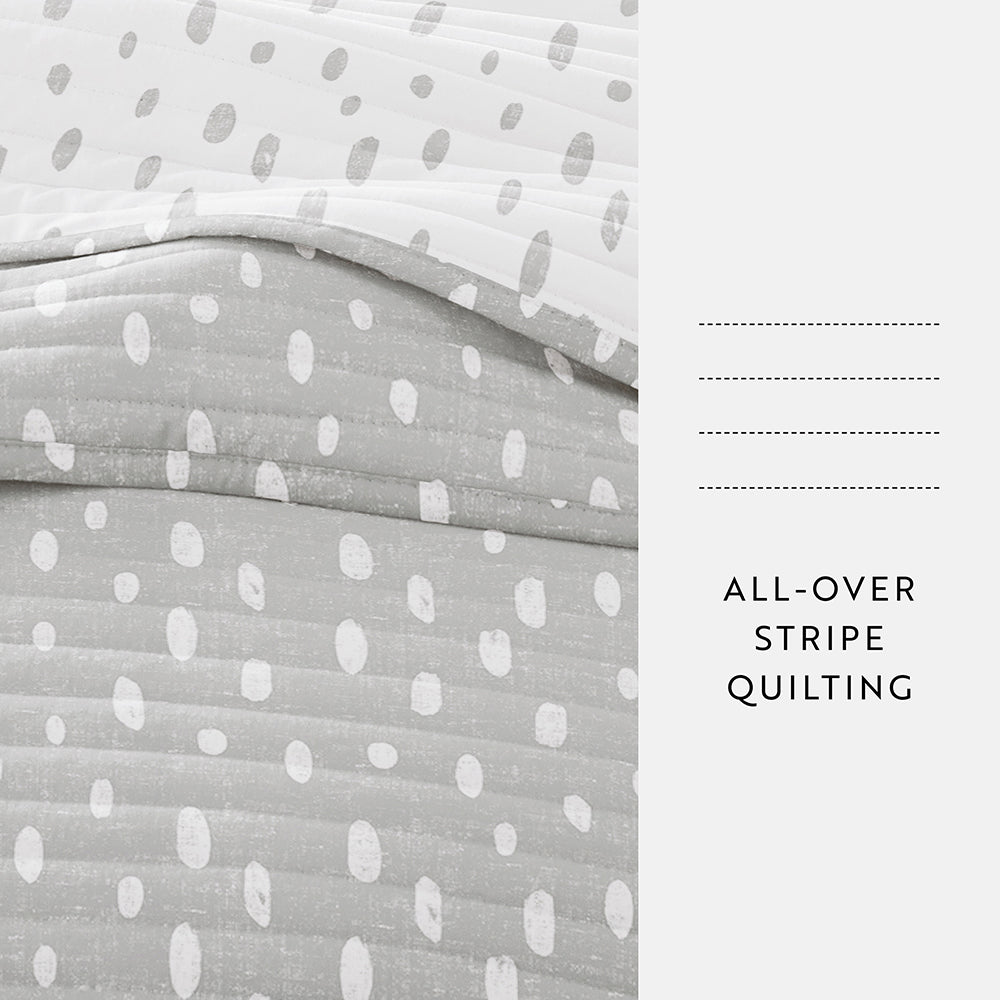 Painted Dots Reversible Quilted Coverlet Set