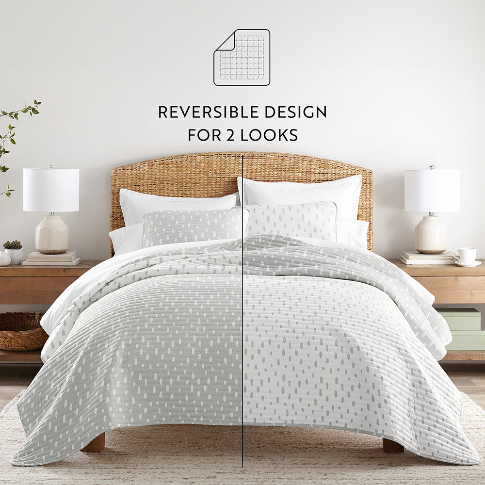 Painted Dots Reversible Quilted Coverlet Set