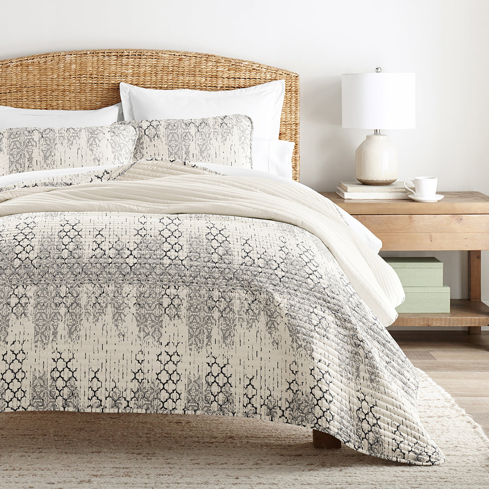 Distressed Aztec Reversible Quilted Coverlet Set