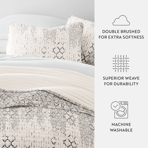 Distressed Aztec Reversible Quilted Coverlet Set