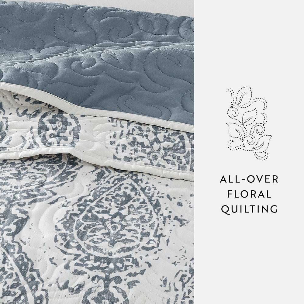 Distressed Damask Reversible - Dusk Blue