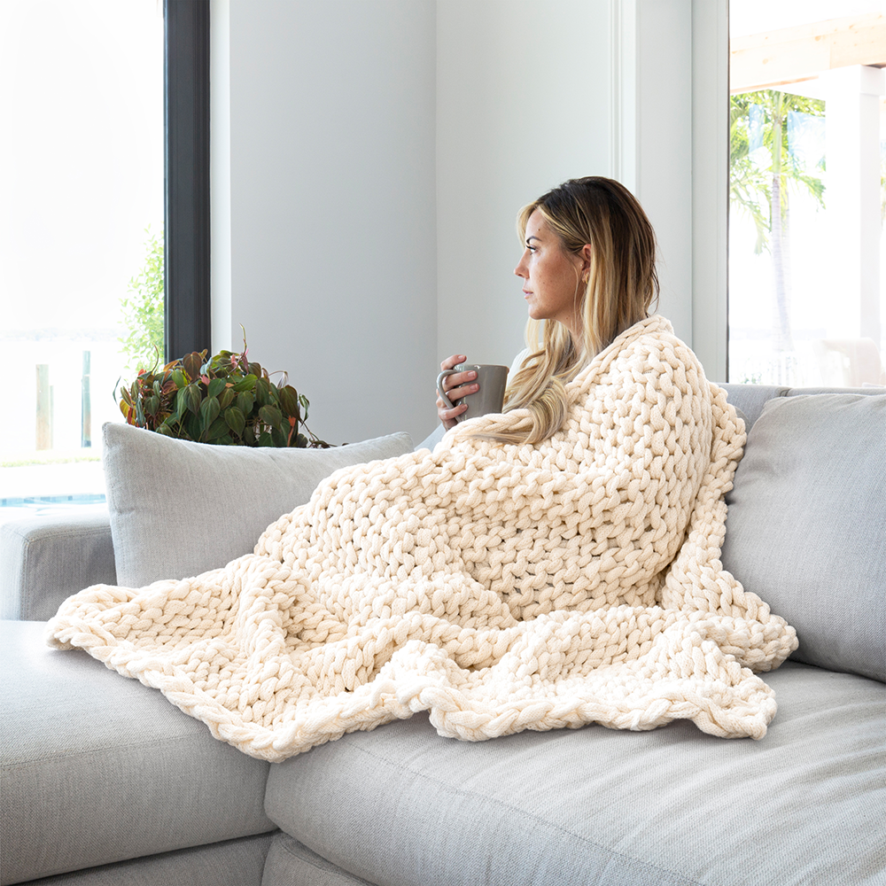 Chunky ivory throw blanket sale