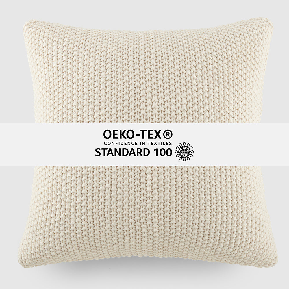 Seed Stitch Knit Throw Pillow Cover and Insert