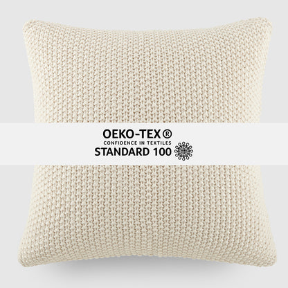 Seed Stitch Knit Throw Pillow Cover and Insert