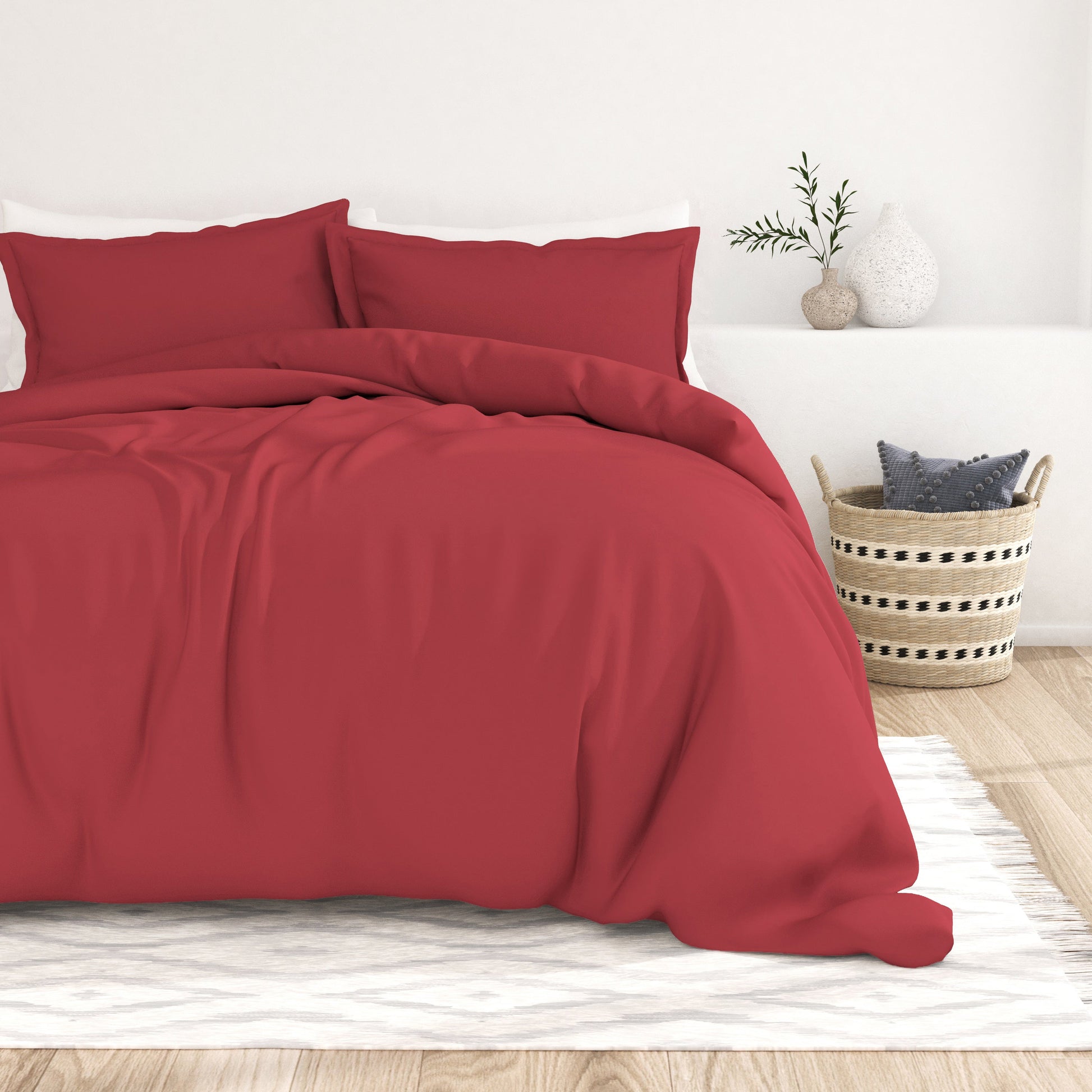 Burgundy, 3-Piece Essential Duvet Cover Set