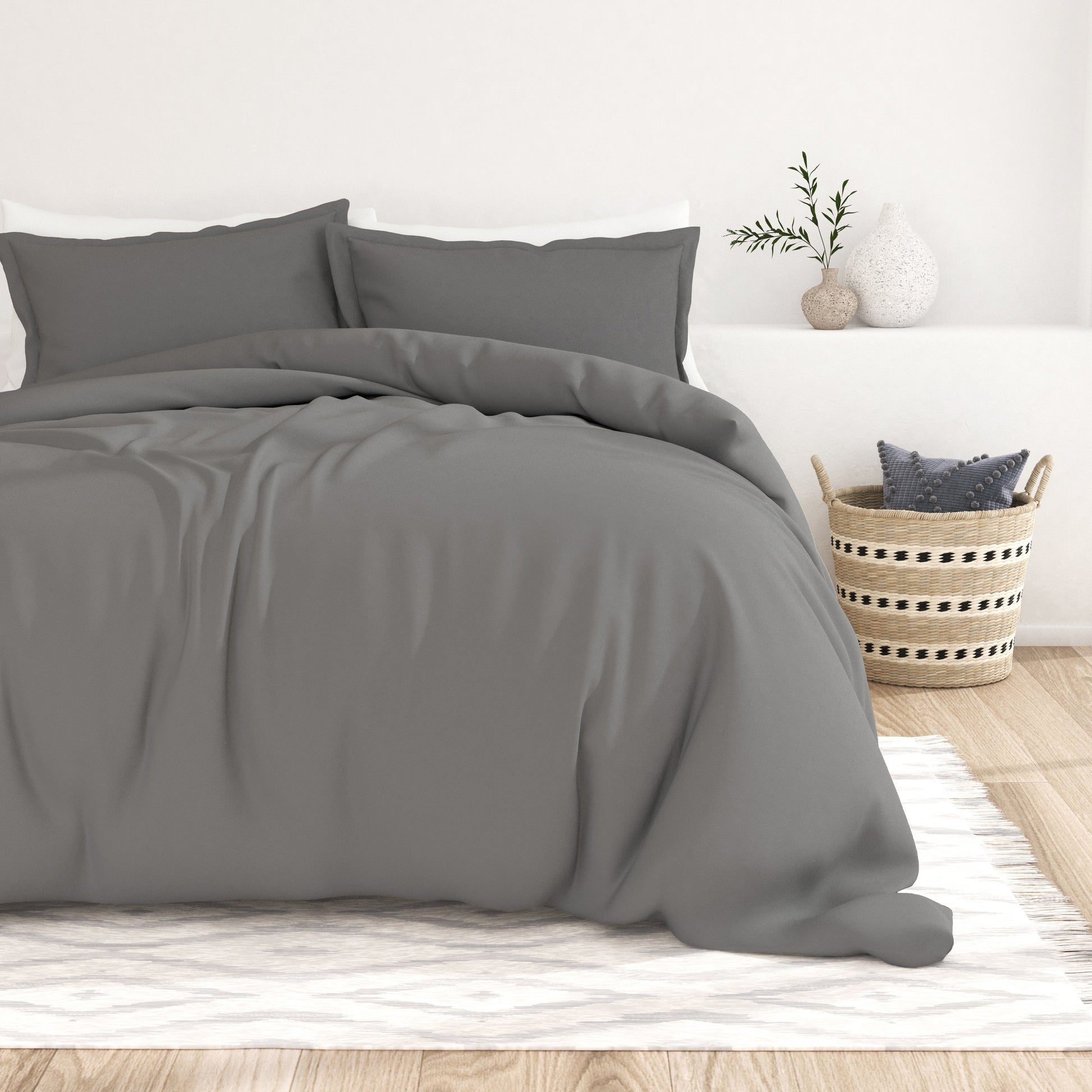 Gray, 3-Piece Essential Duvet Cover Set