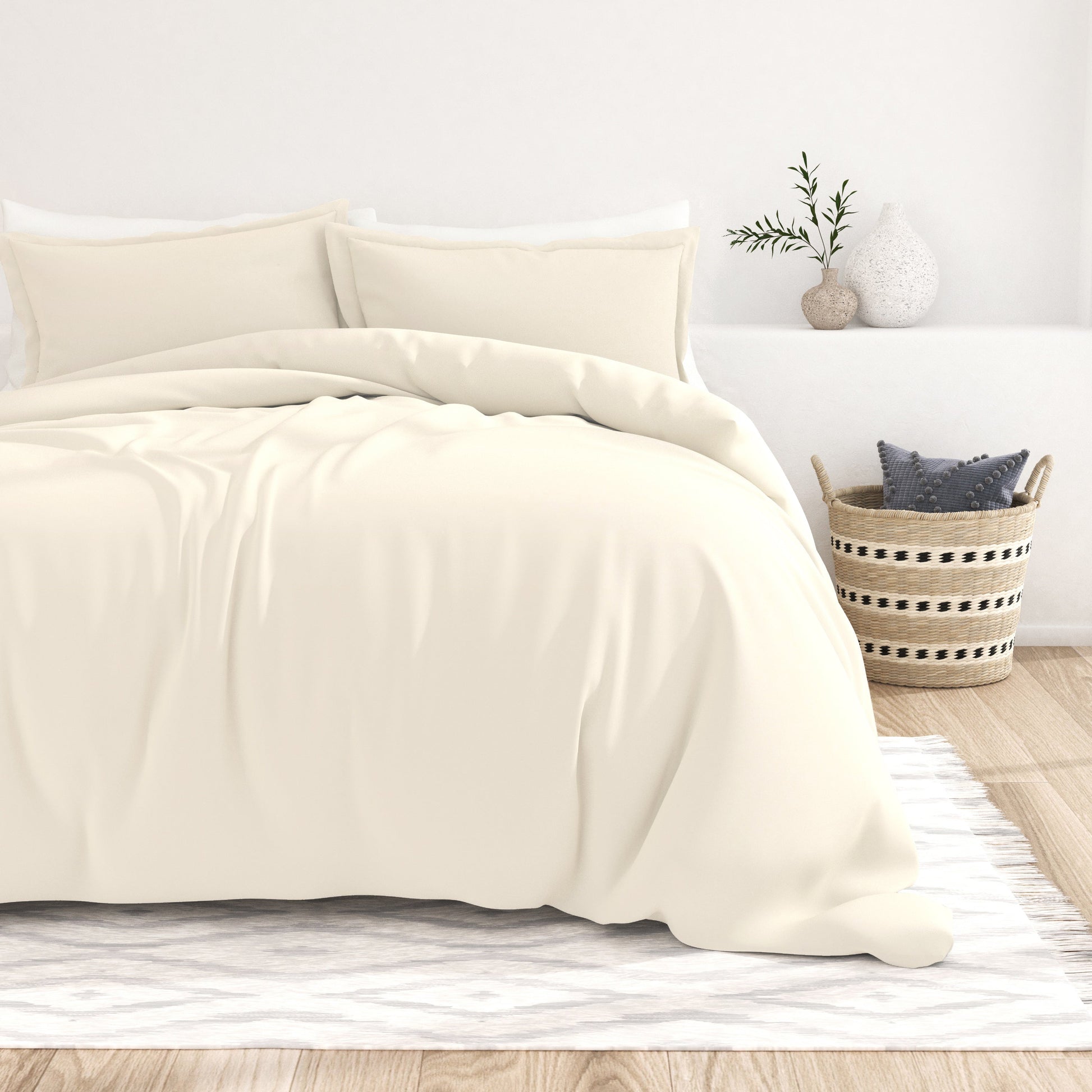 Ivory, 3-Piece Essential Duvet Cover Set