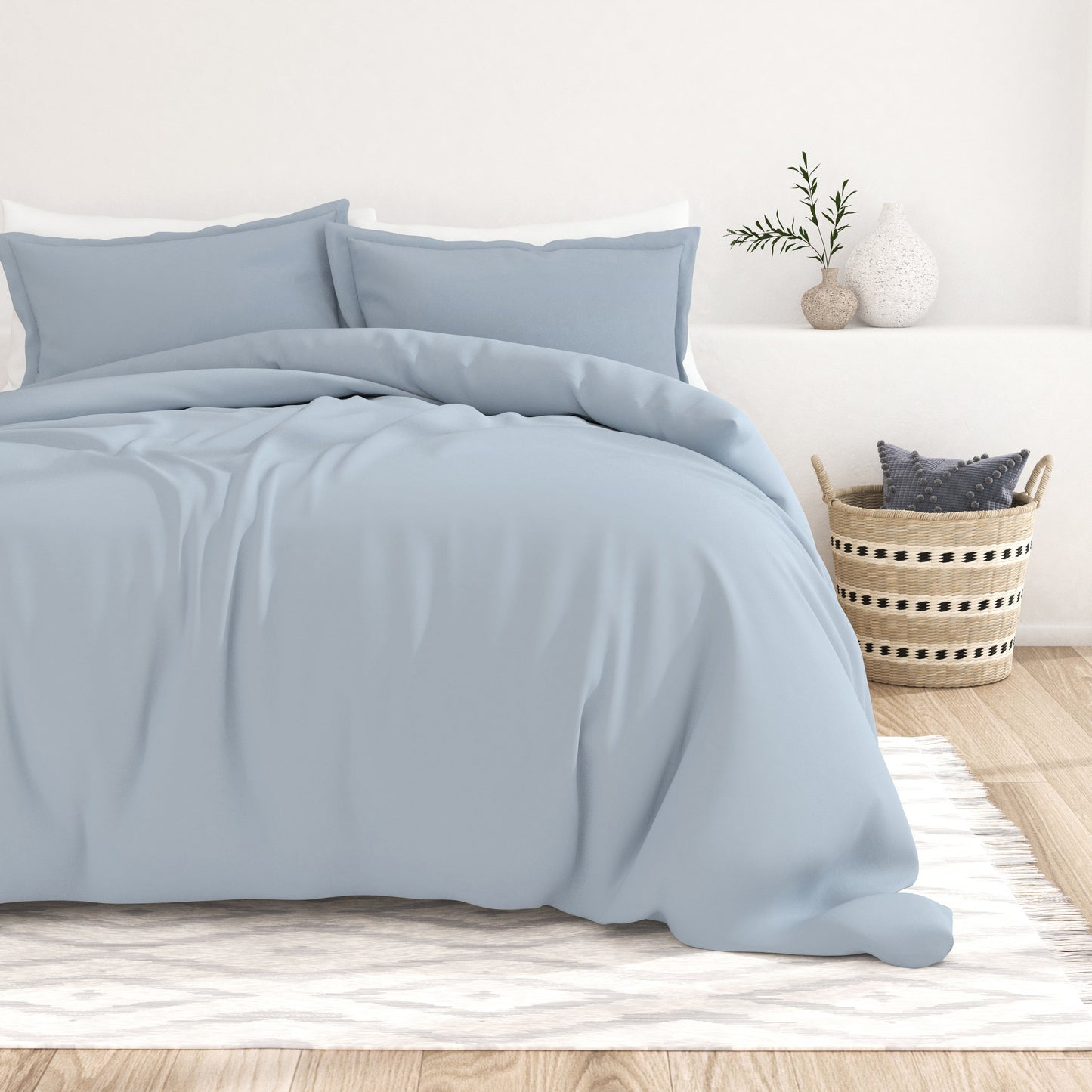 Light Blue, 3-Piece Essential Duvet Cover Set