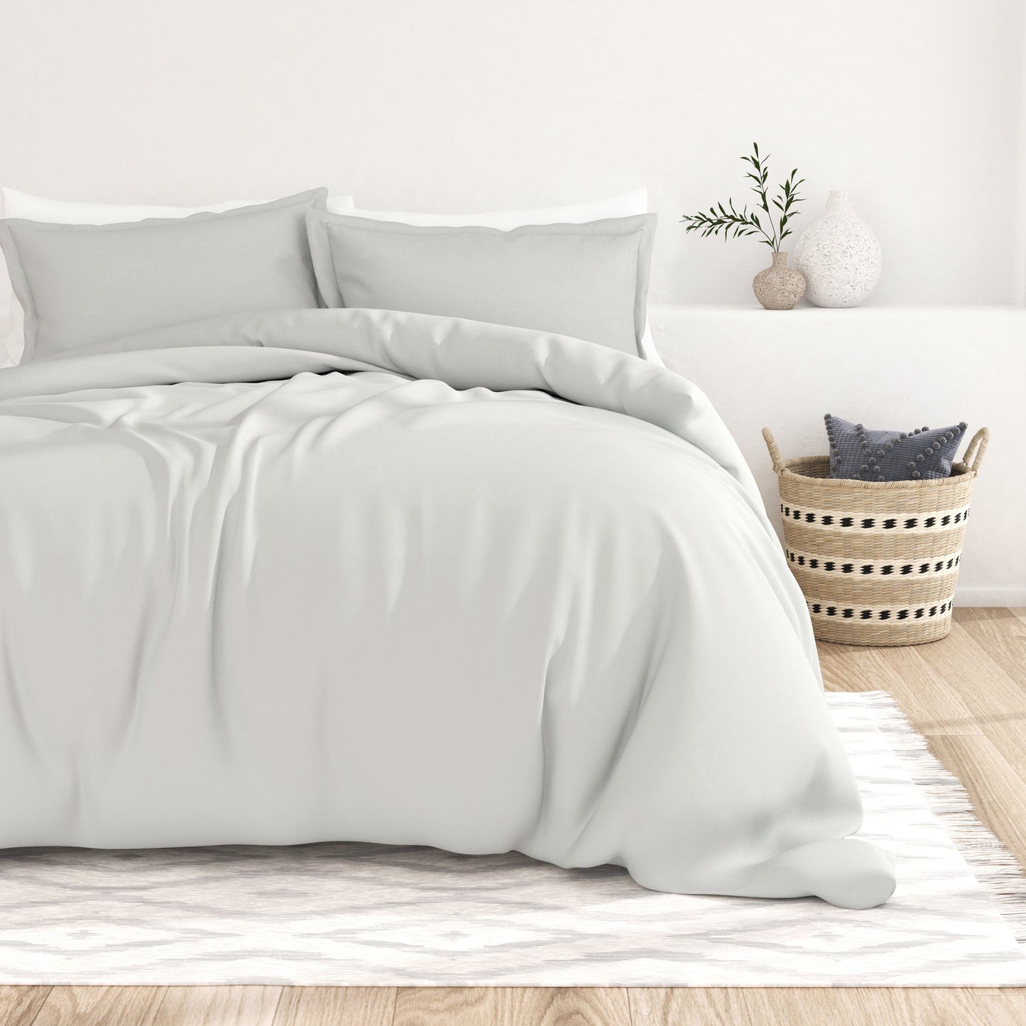 Light Gray, 3-Piece Essential Duvet Cover Set