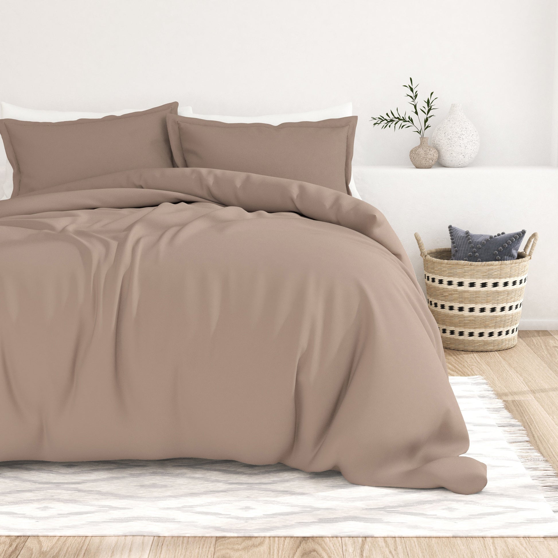 Taupe, 3-Piece Essential Duvet Cover Set