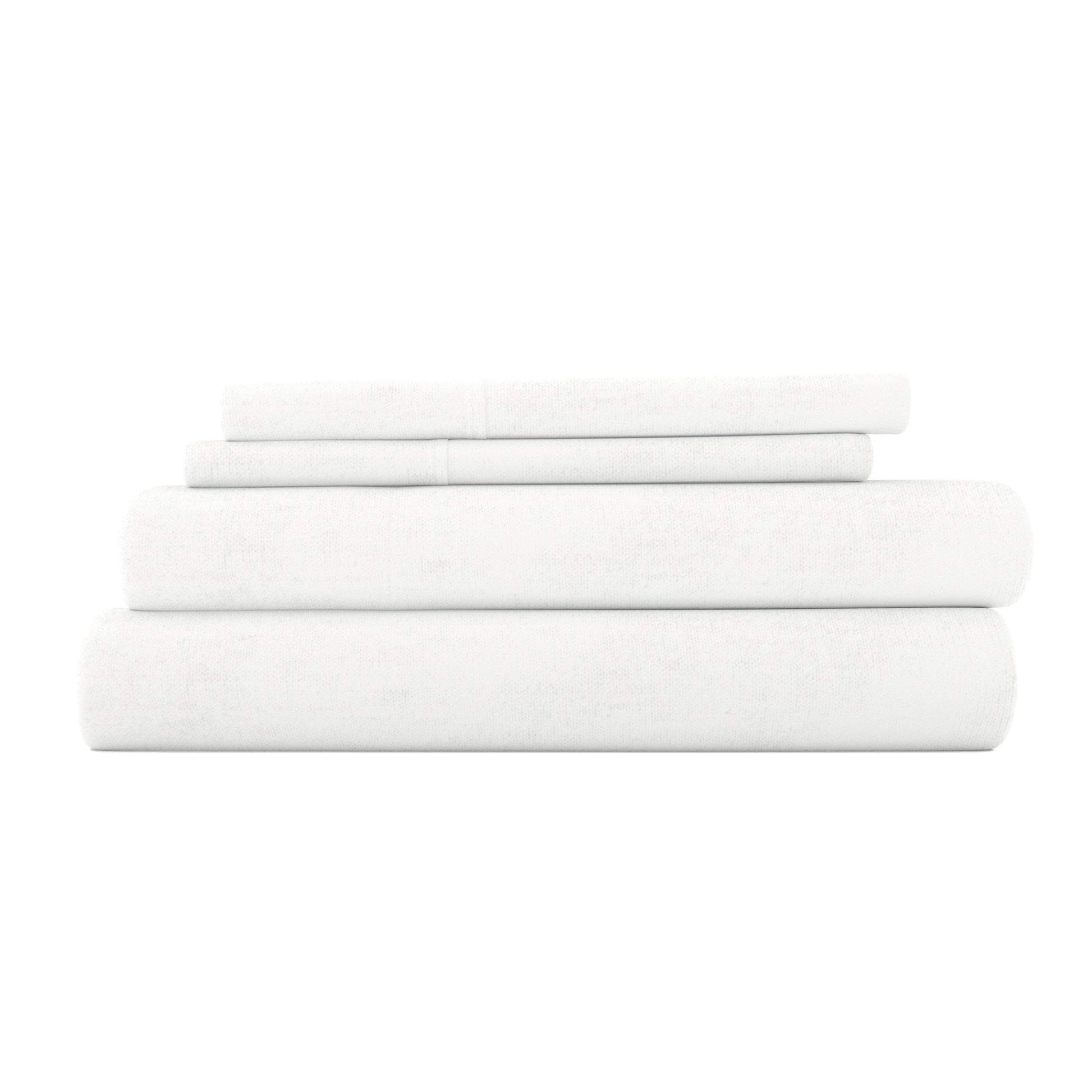 White, 4-Piece Flannel Sheet Set