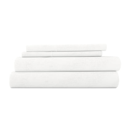 White, 4-Piece Flannel Sheet Set