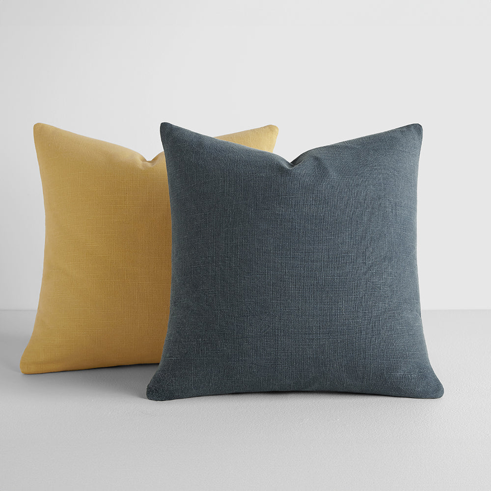 Mustard and blue online pillows