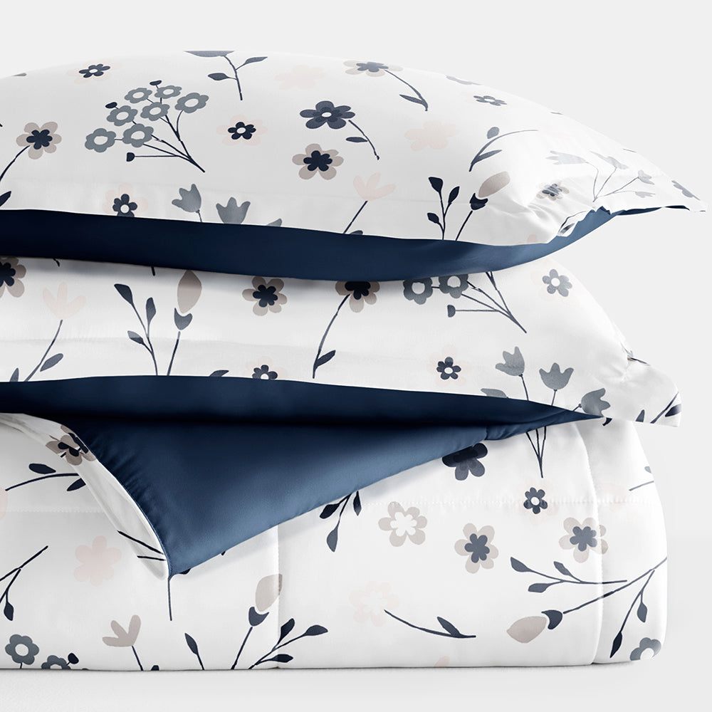 Forget Me Not Reversible Down-Alternative Comforter Set