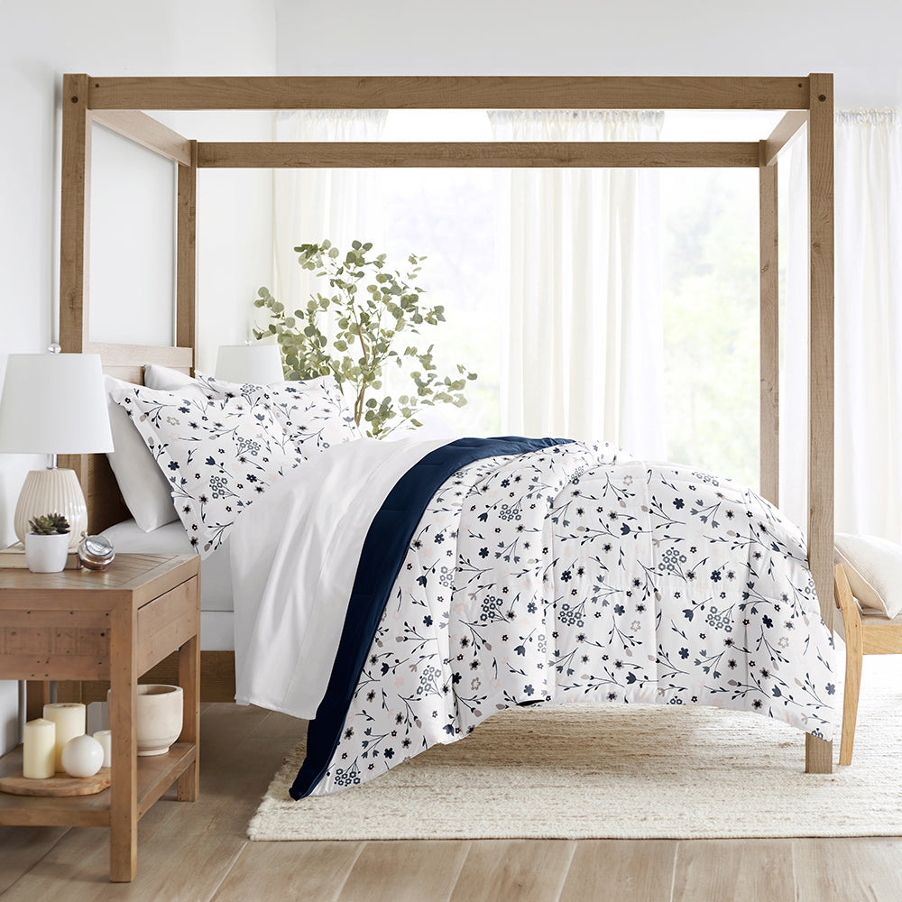 Forget Me Not Reversible Down-Alternative Comforter Set