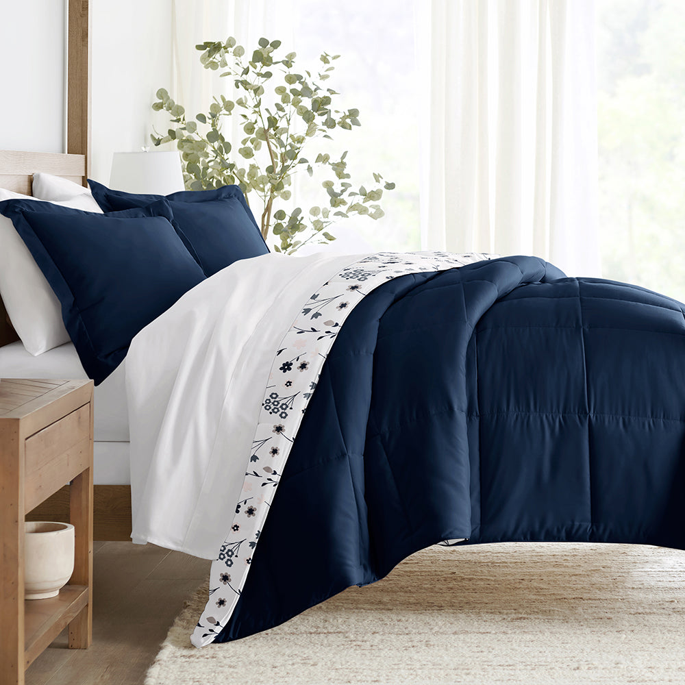 Forget Me Not Reversible Down-Alternative Comforter Set