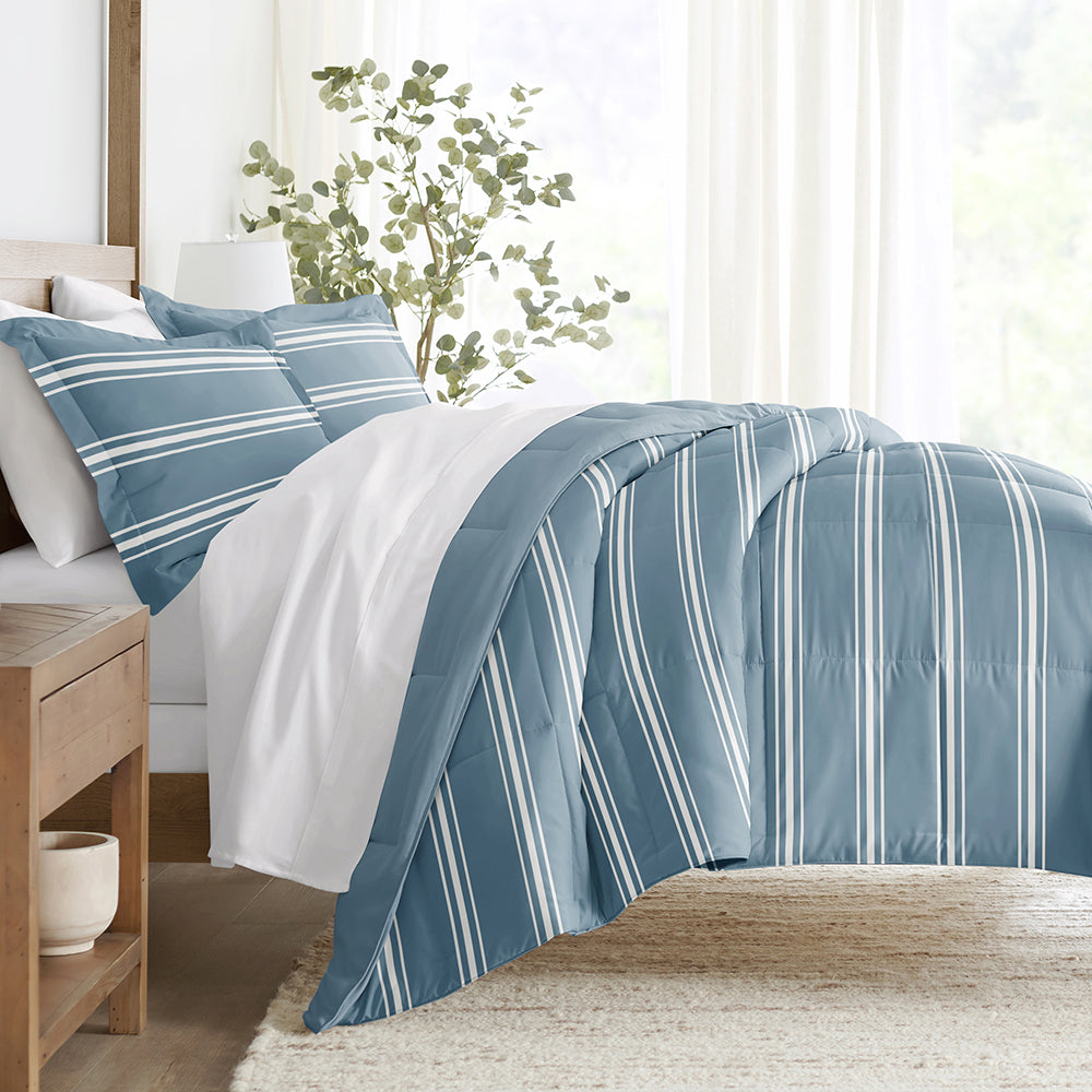 Buy Soft Stripe Reversible Down-Alternative Comforter Set | LINENS & HUTCH